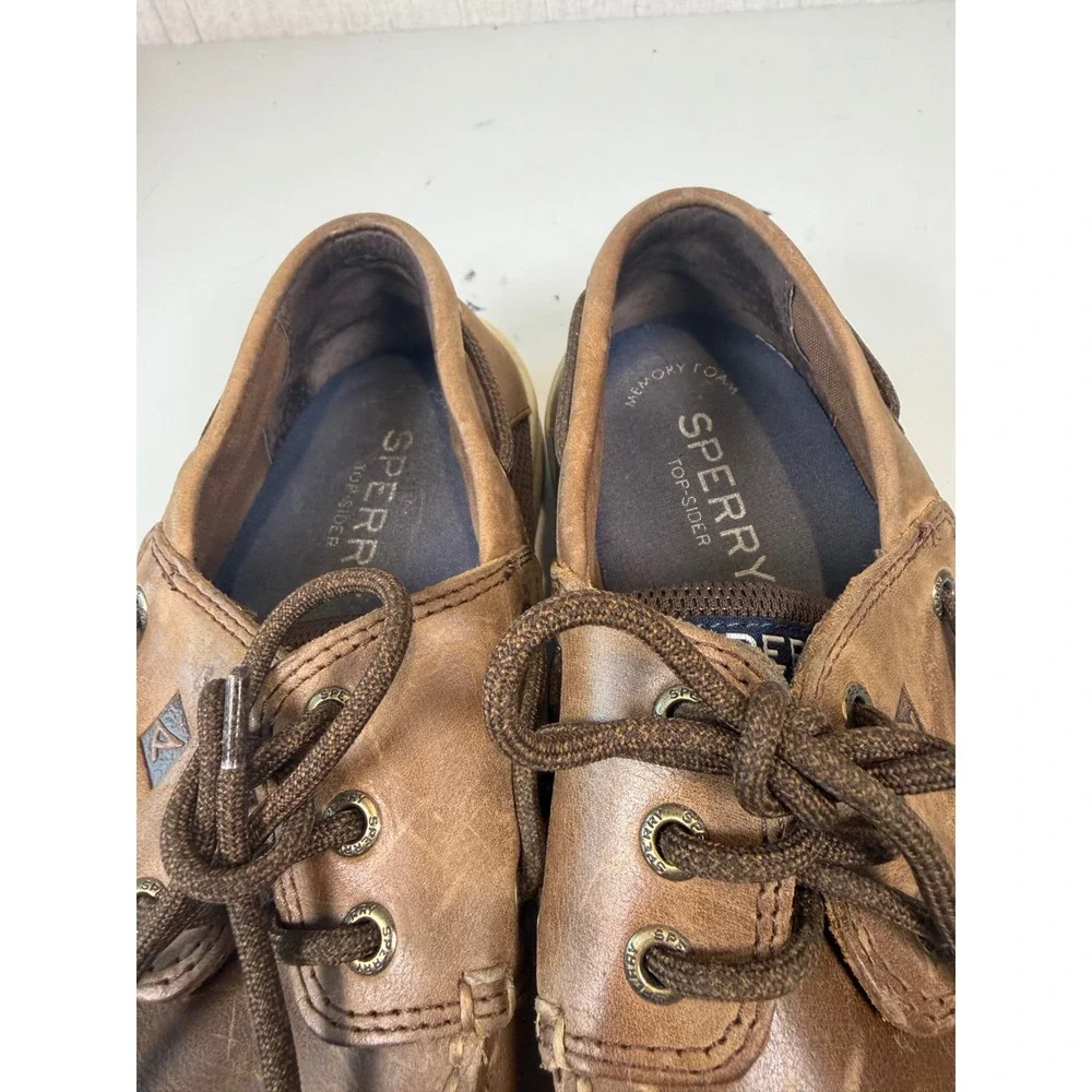 SPERRY Top-Sider size 8.5 Mens Convoy‎ 3-Eye Boat Shoe STS17292 Brown Leather